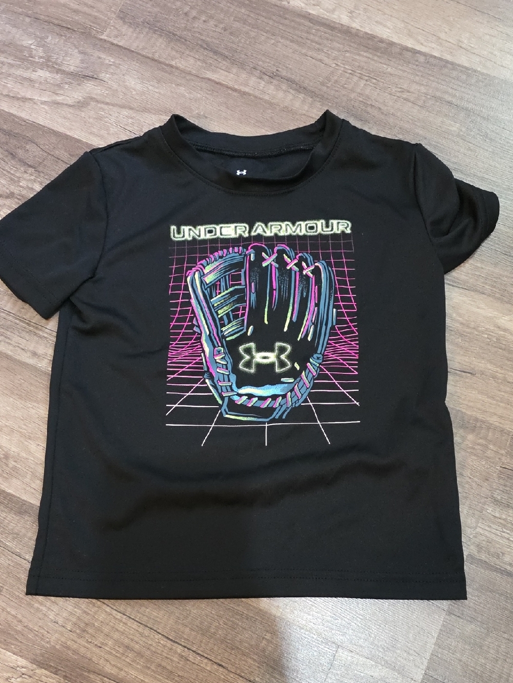 Under Armour Black Short Sleeve Tee with Neon Glove Graphic